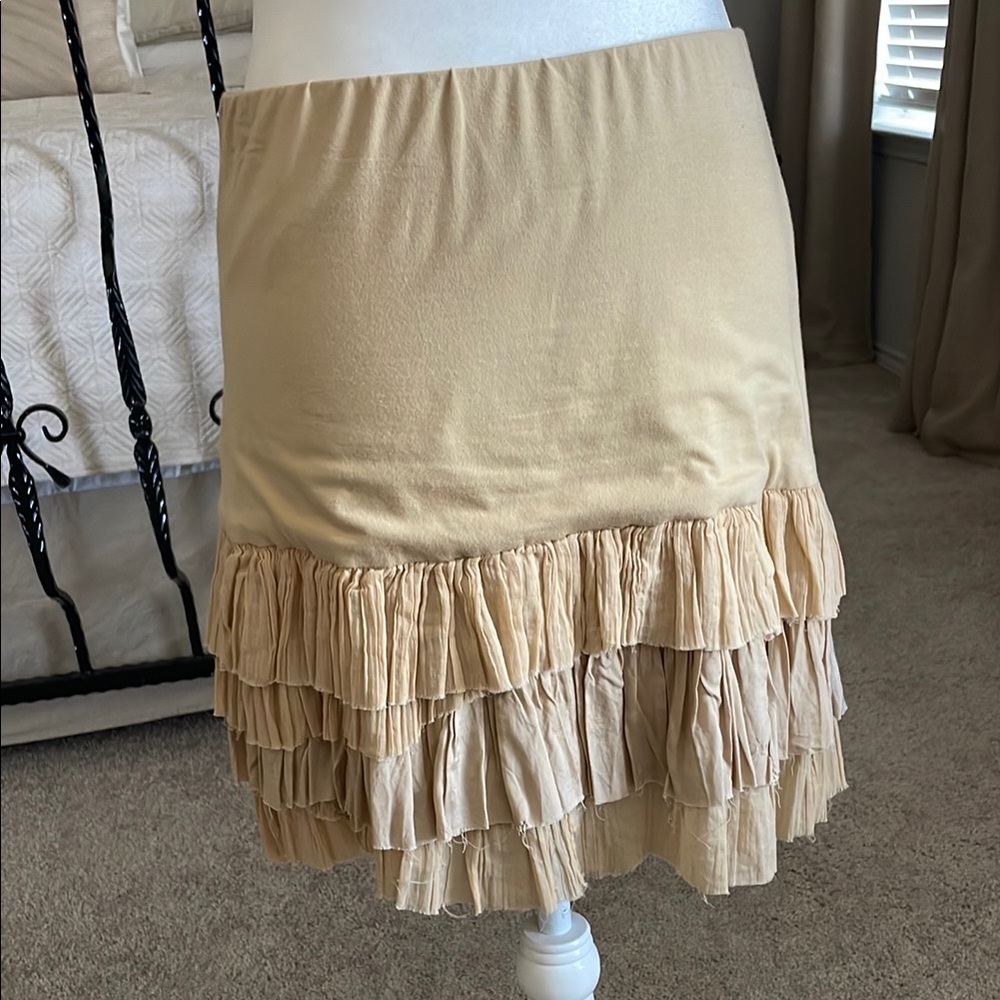 Elegant Tan Ruffle Skirt